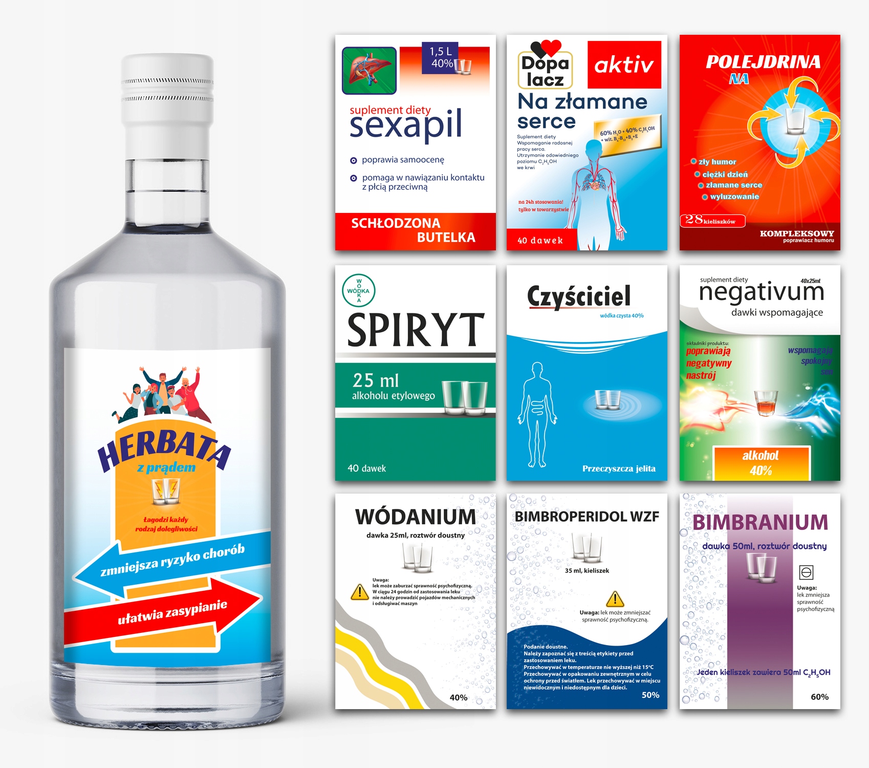 

Śmieszne naklejki Apteczka Wódka 40 szt.