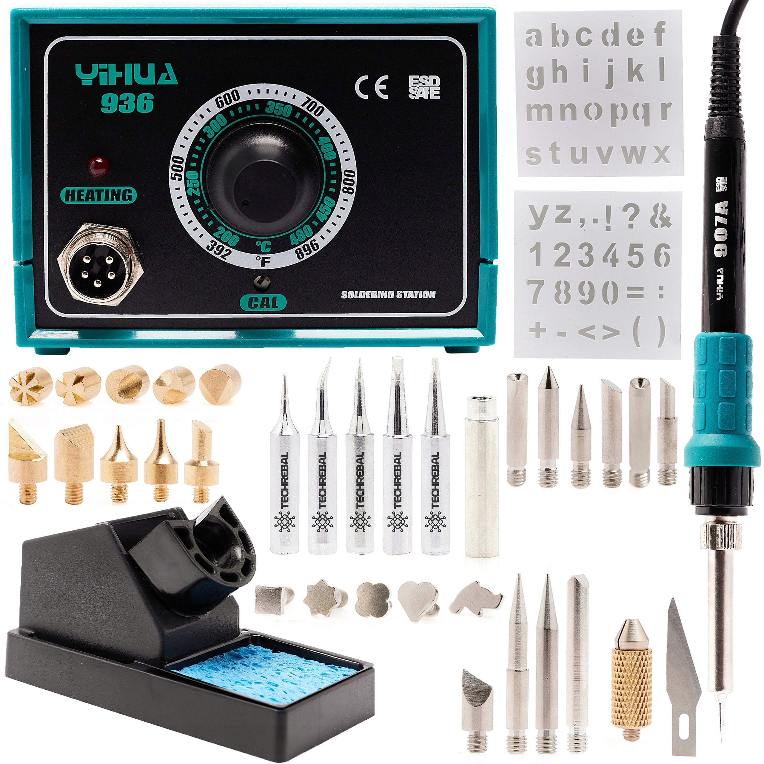 Vypalovačka Dřeva Pyrograf Pájecí Stanice Yihua 936 Hroty Šablony