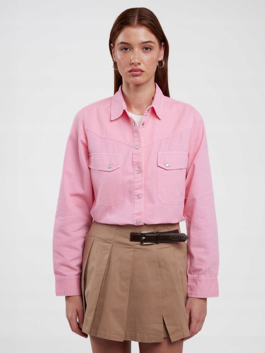 Big Star Dámská Džínová Košile S Efektem Praní Růžová Zola 600 L