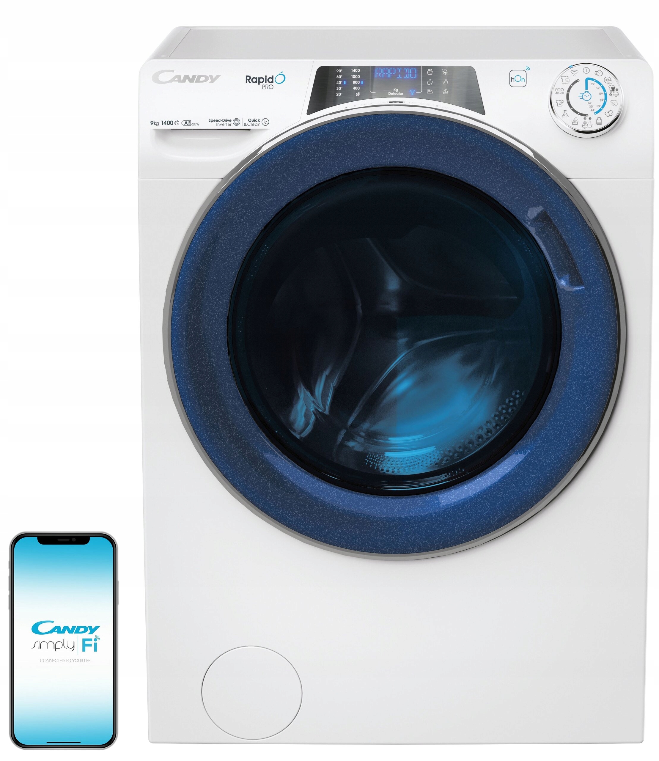 2X Pralka Candy RapidÓ Pro 496BWMUC8/1-S 9kg 1400 obr