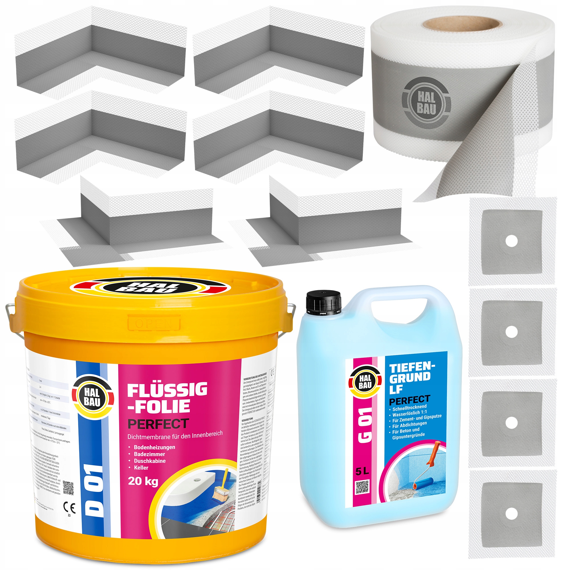 Fólie 20 kg Páska 20 m Grunt 5 l Rohy 6 Ks Manžety 4 ks