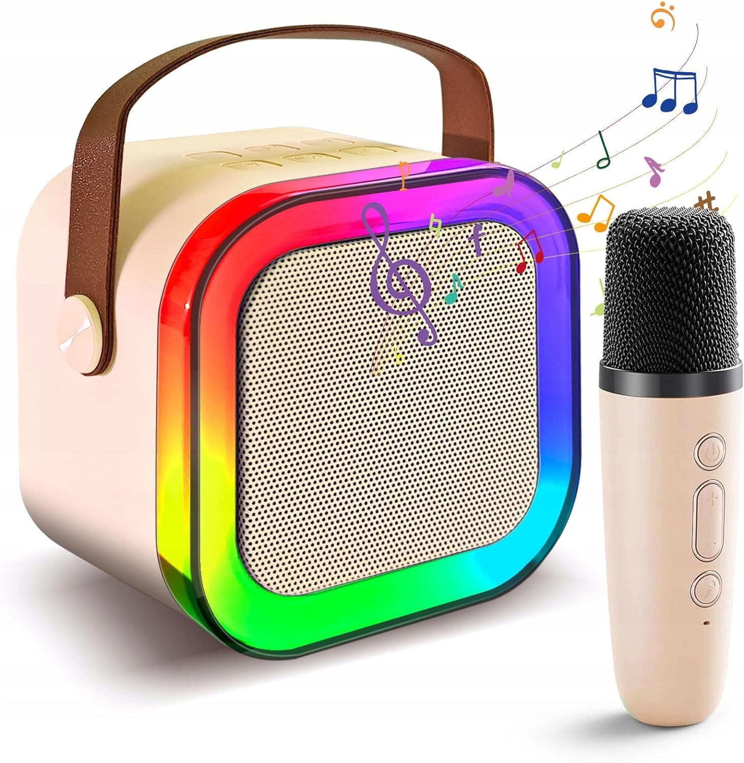ZESTAW DO KARAOKE mikrofon bezprzewodowy z głośnikiem bluetooth RGB LED