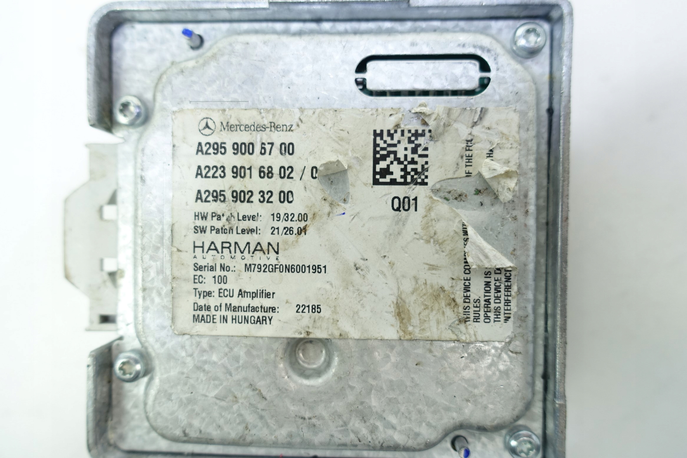 amplifier HARMAN MERCEDES W223 W447 A2959006700