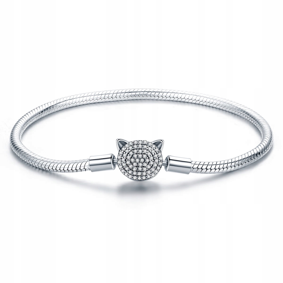 Stříbrný náramek Ornamo Kočička Splétaná zmijka Stříbro 925 Zirkon Vel. 19 cm