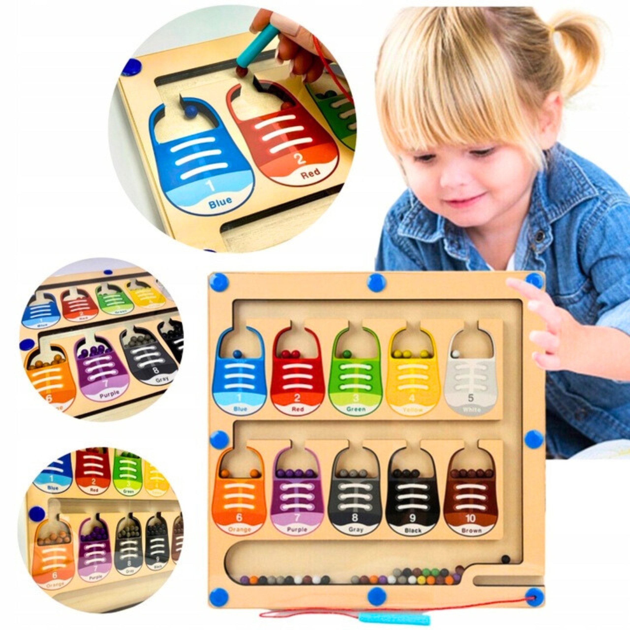 TABLICA MAGNETYCZNA MONTESSORI MOZAIKA EDUKACYJNA DREWNIANA UKŁADANKA