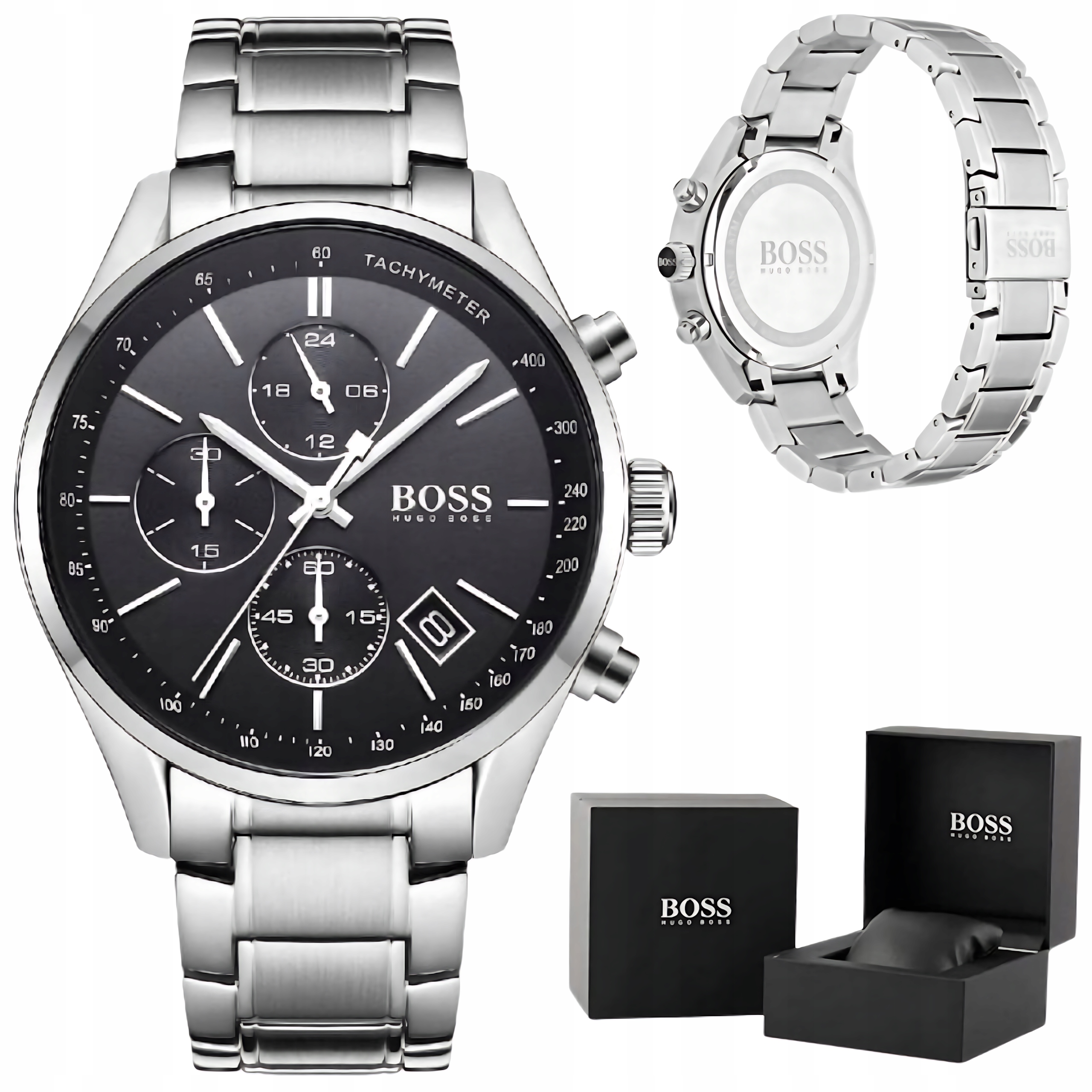 Pánské Hodinky Hugo Boss Grand Prix 1513477 Chronograf Silver WR30 Krabička