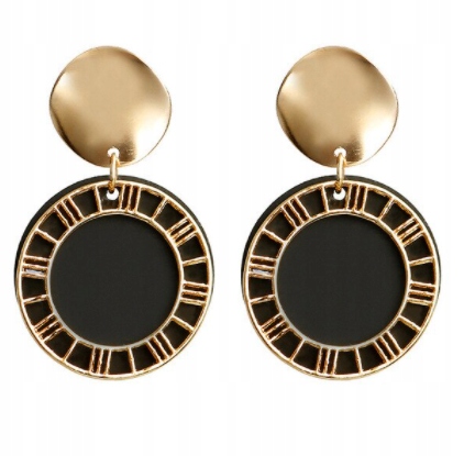 

Kolczyki blaszki Koła kółka Dropsy złote czarne