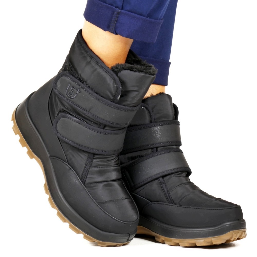 Černé Dámské Zimní Sněhule Zateplené Na Suchý Zip, Silné Zimní Boty Z26