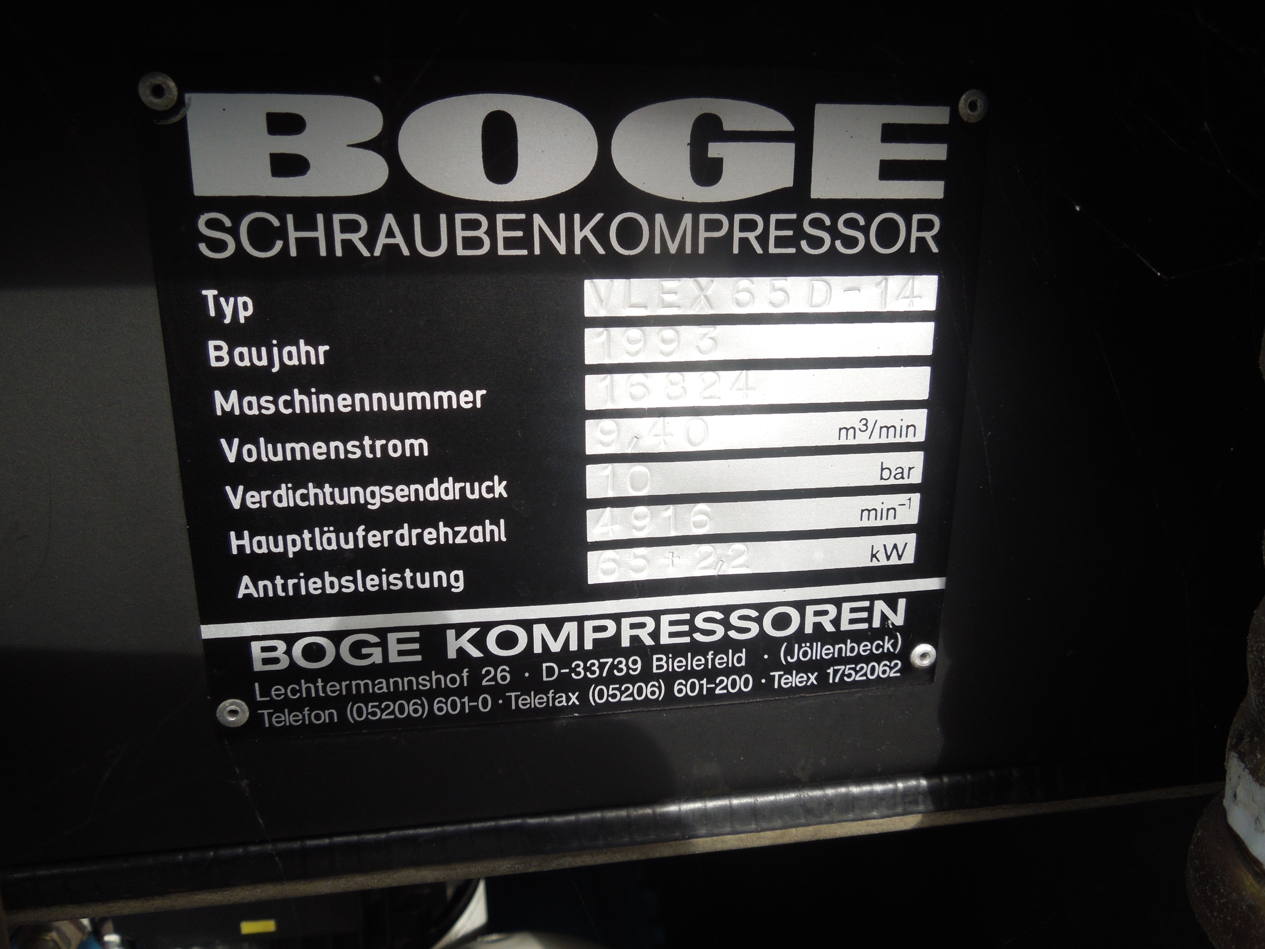 SPRĘŻARKA ŚRUBOWA BOGE VLEX65 65KW !! Marka Boge