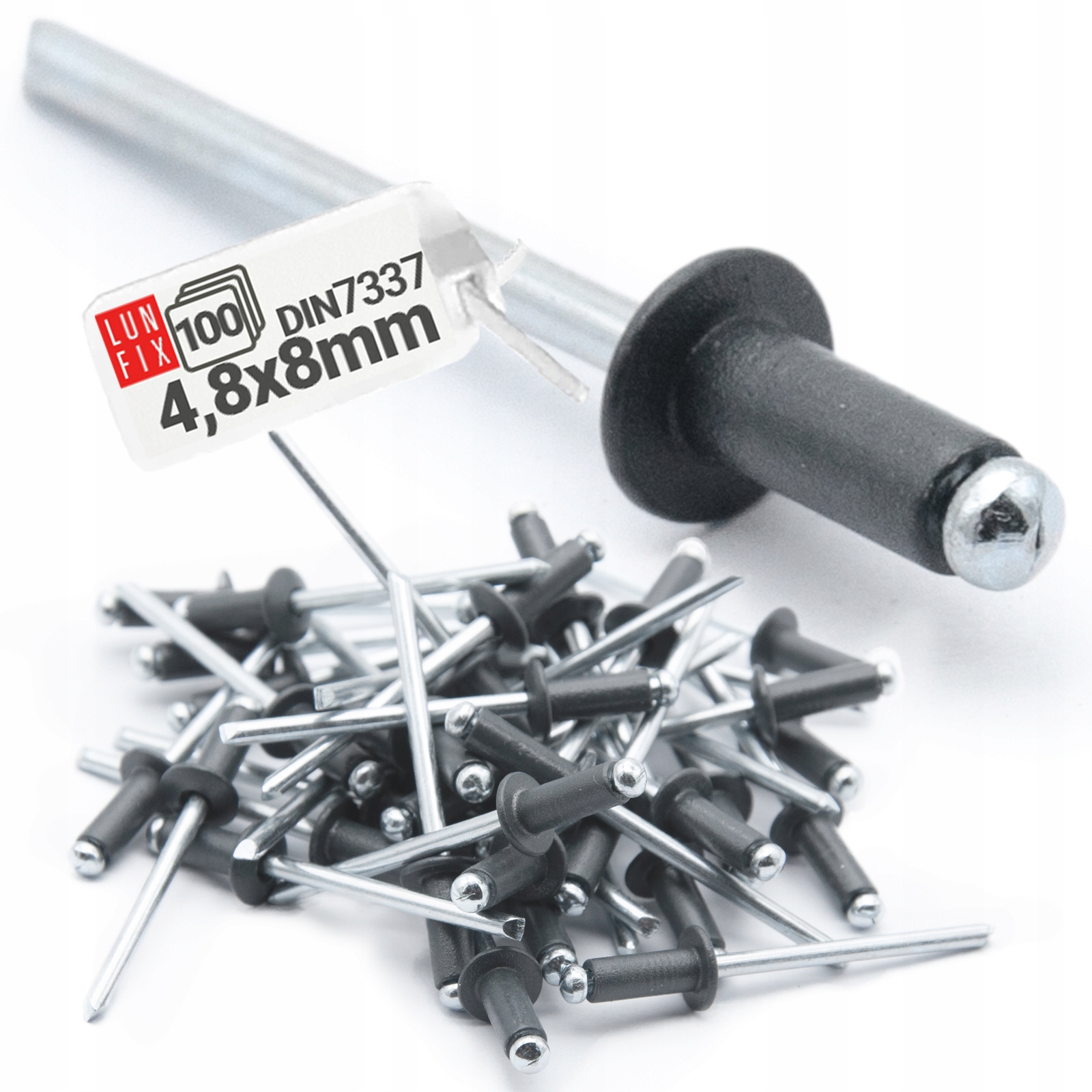 Nity zrywalne aluminiowe 4,8x8 mm antracytowe DIN7337 RAL7016 100szt.