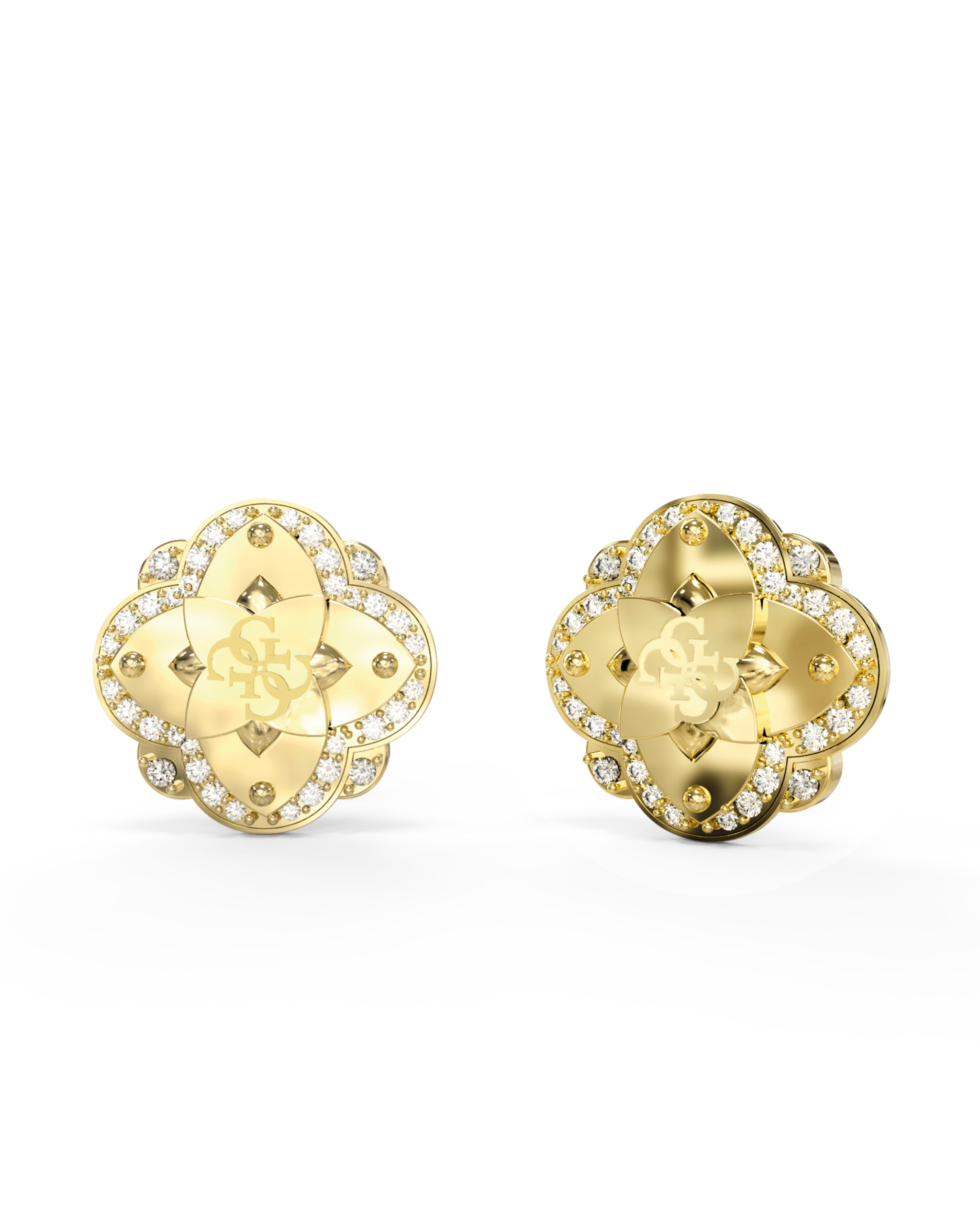 Náušnice Guess Wild Flower Květina 4G Ocel pozlacená Zirkon Dýka