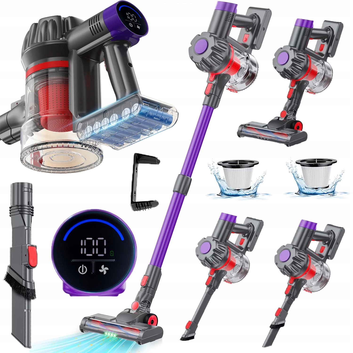 Vysavač Akumulátorový Tyčový Cyklonový S Led Osvětlením 450W 0.8L 38KPA