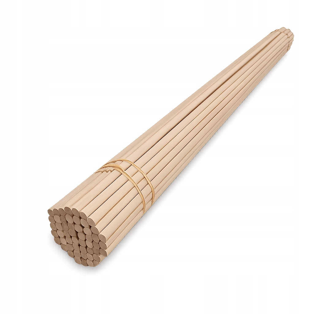 Drążki Kołki Patyki Drewno Buk fi 1.2 cm Gładkie 100 cm 50 szt Kije Wałki