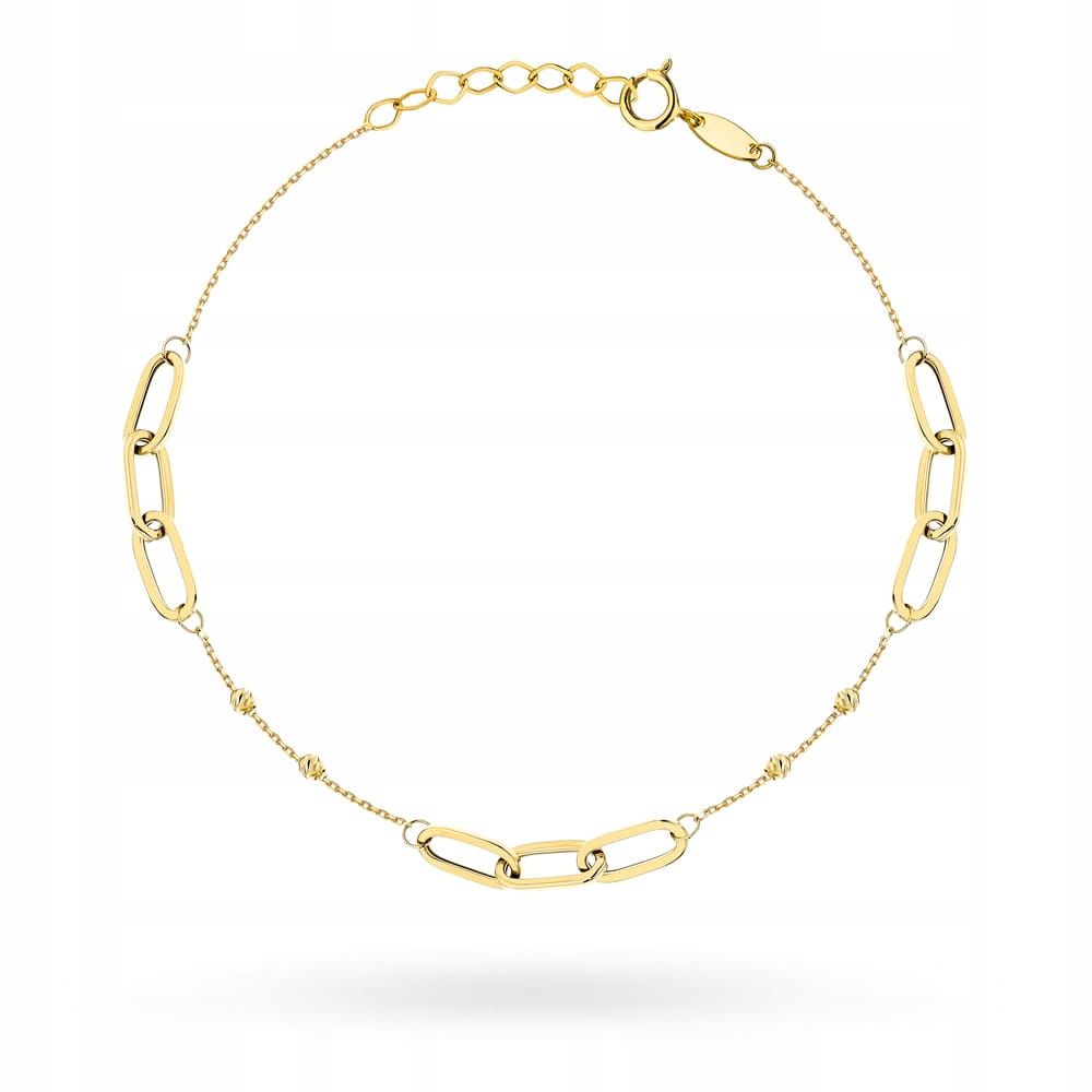 Zlatý náramek 585 Široké články 1.41 g bez kamenů 19 Cm řetízkový