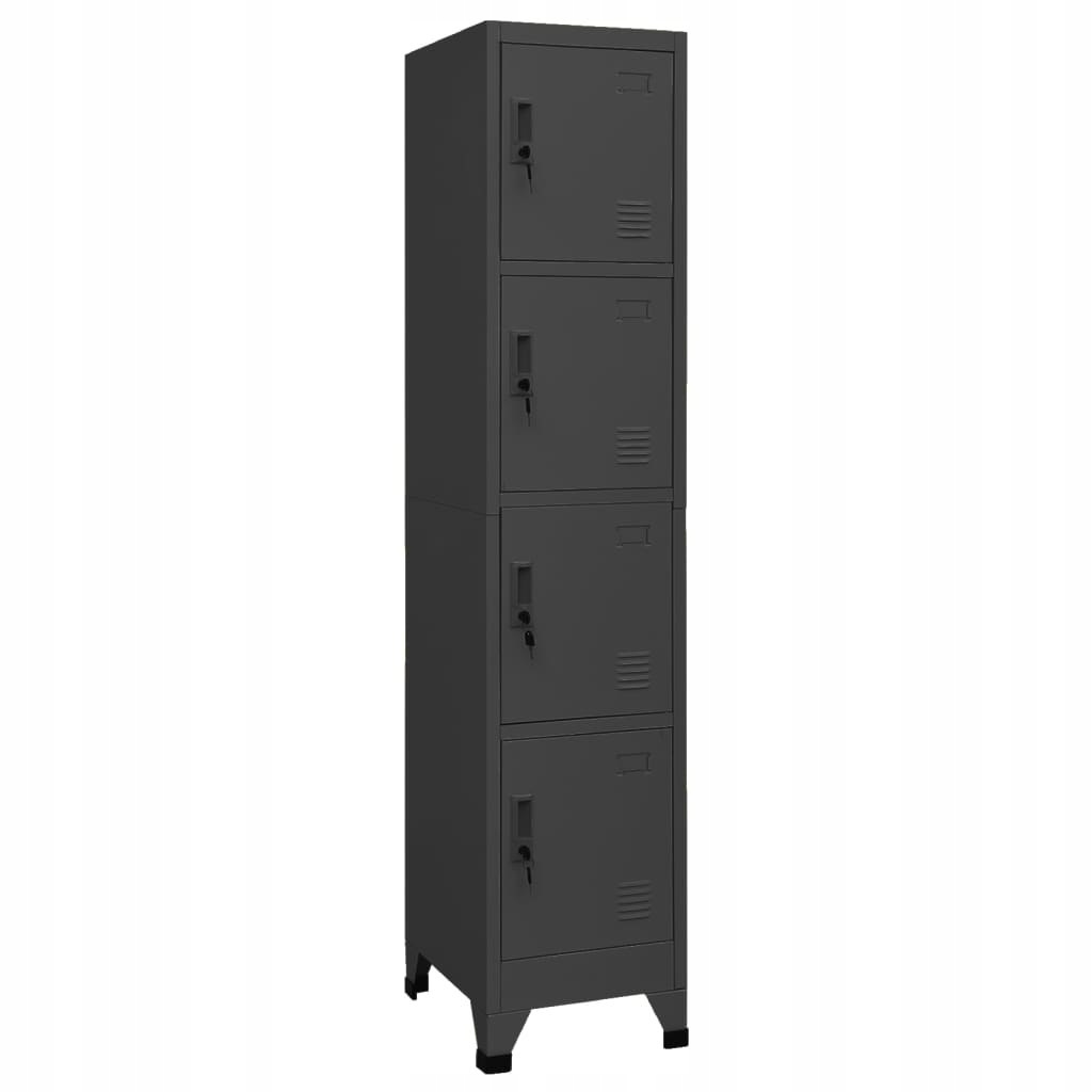 Szafa zamykana na klucz 4 x Szafka Stalowa antracytowa 38x45x180 cm