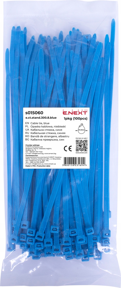 Opaska zaciskowa, niebieska, 8mm x 300mm (100szt.) Trytytki