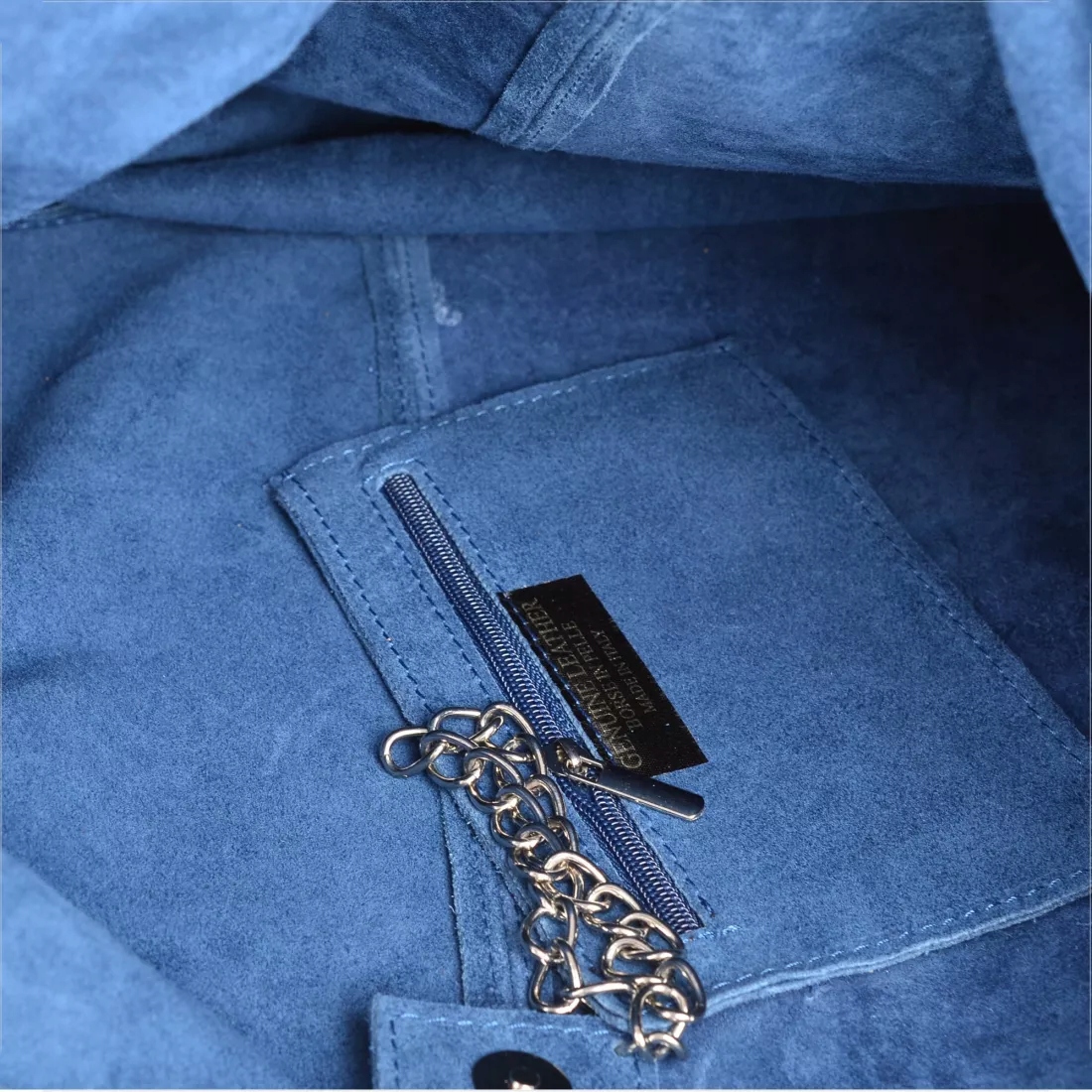 Torebka skóra naturalna zamszowa shopper niebieski dżins worek Liczba kieszeni 1