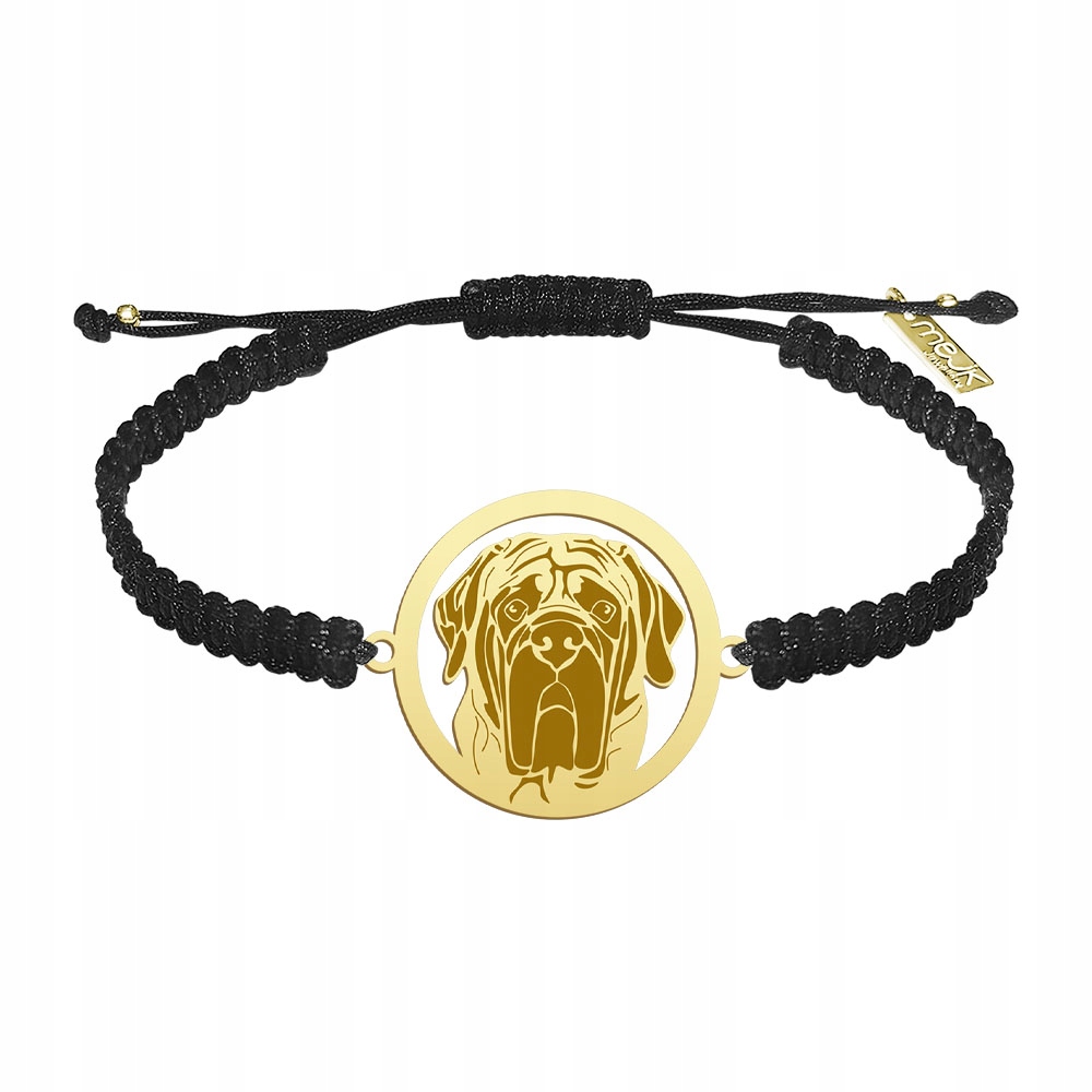 Zlatý náramek s anglickým mastifem 925 Makramé Dárek Žena Gravírování