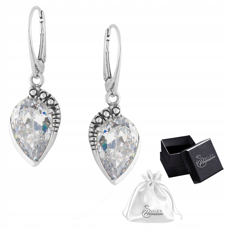 Náušnice stříbro ryzost 925 Elegantní Klasické Stříbrné Náušnice se zirkony