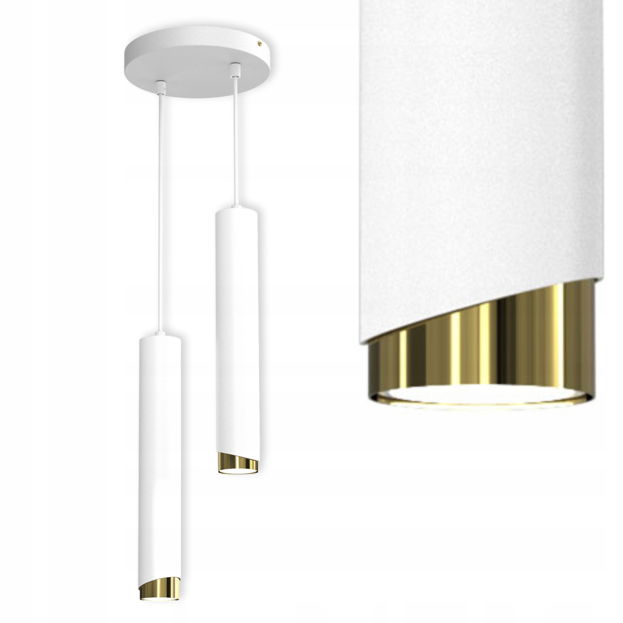 Závěsné Stropní Svítidlo Trubice Kov GU10 Loft Spot Bílá Zlatá