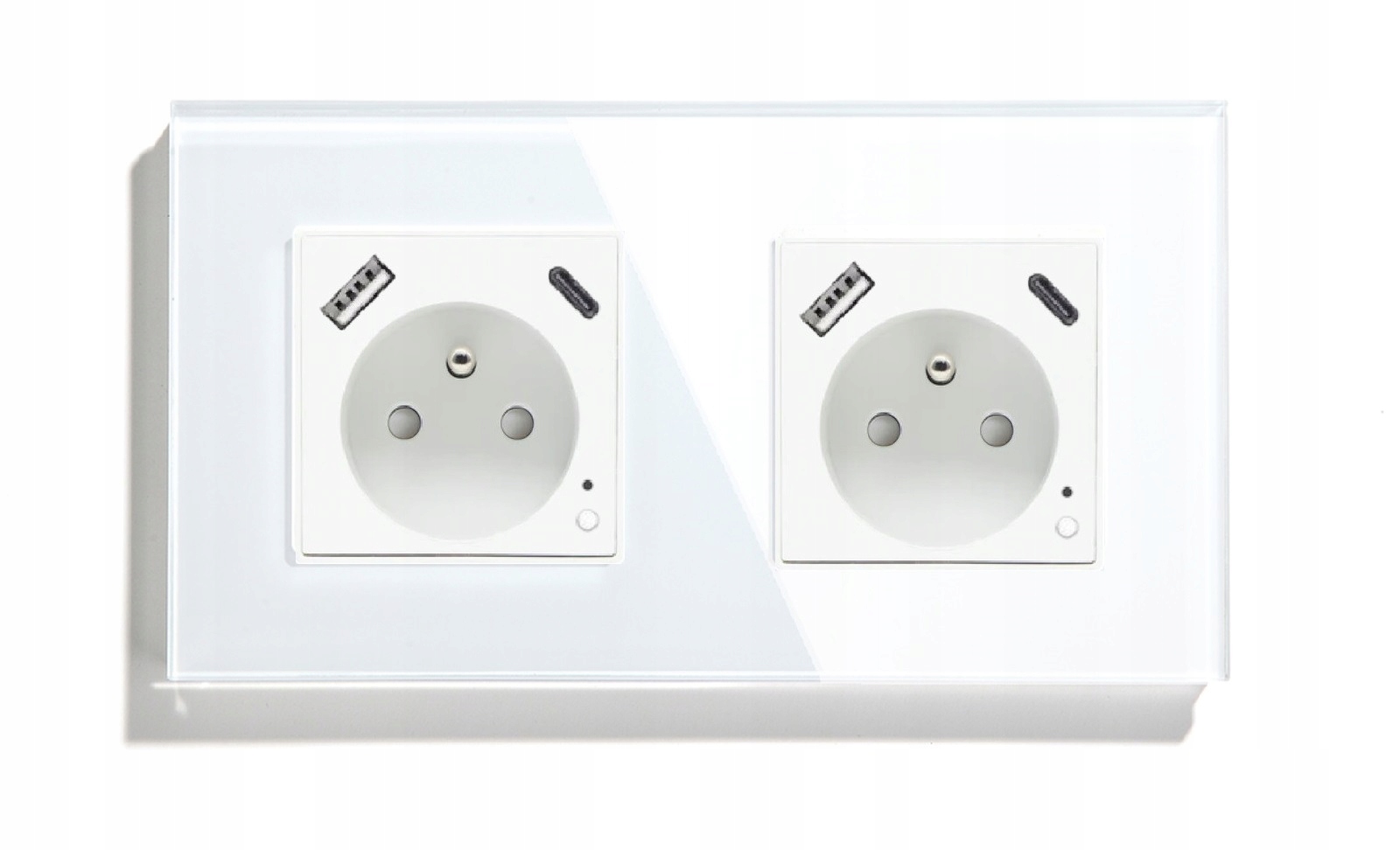 Elektrická Zásuvka Usb A+c 20W Wifi Skleněná Tuya Měření Energie Dvojité