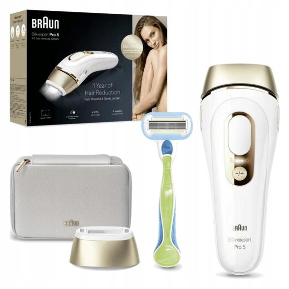 Depilator Ipl Braun Silk-expert Pro 5 Pl 5234 Biało-złoty
