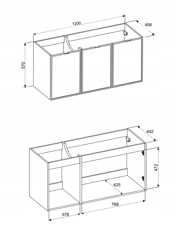 Szafka pod umywalkę 120cm 3 Drzwi