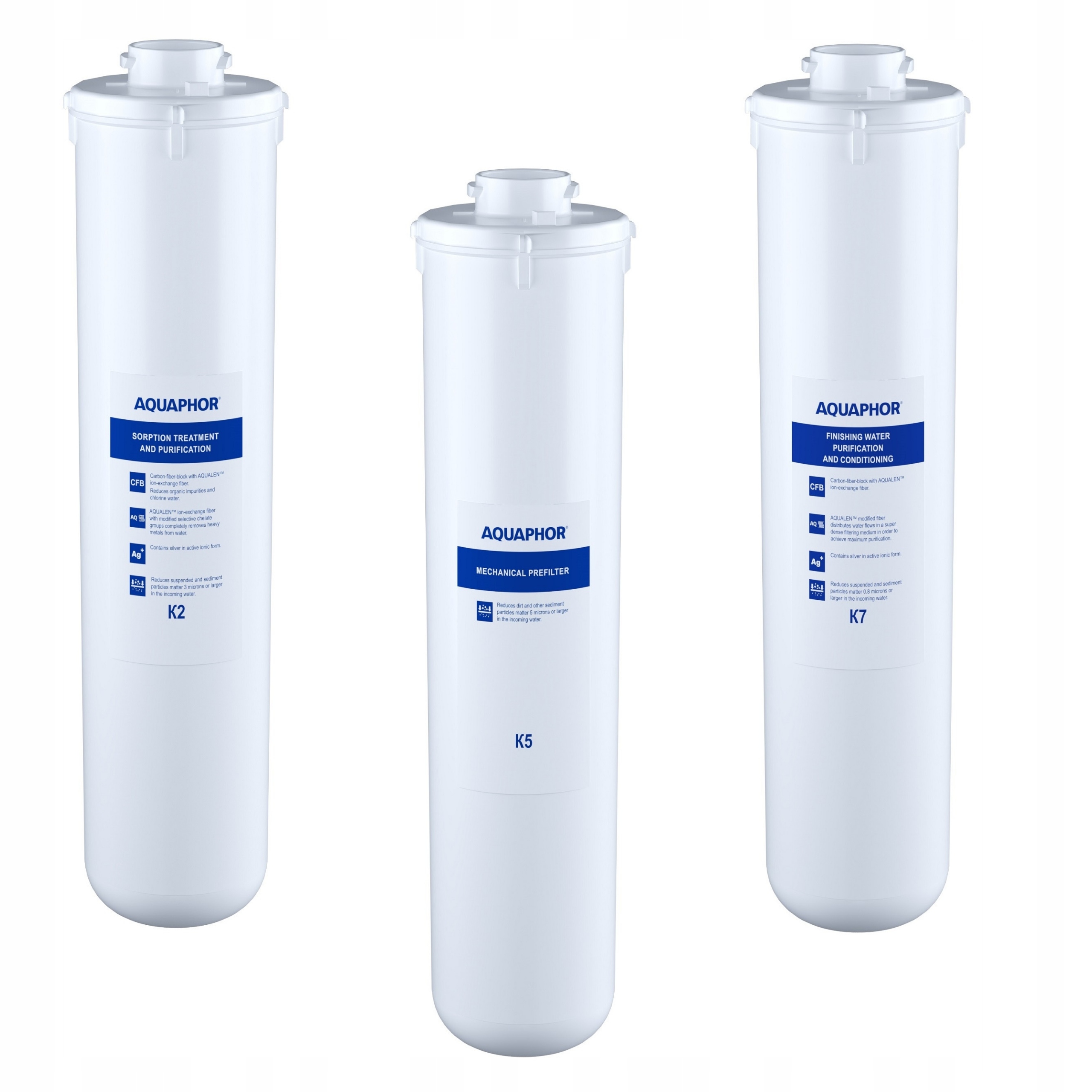 Zestaw 3 wkładów filtrujących Aquaphor K2, K5, K7M