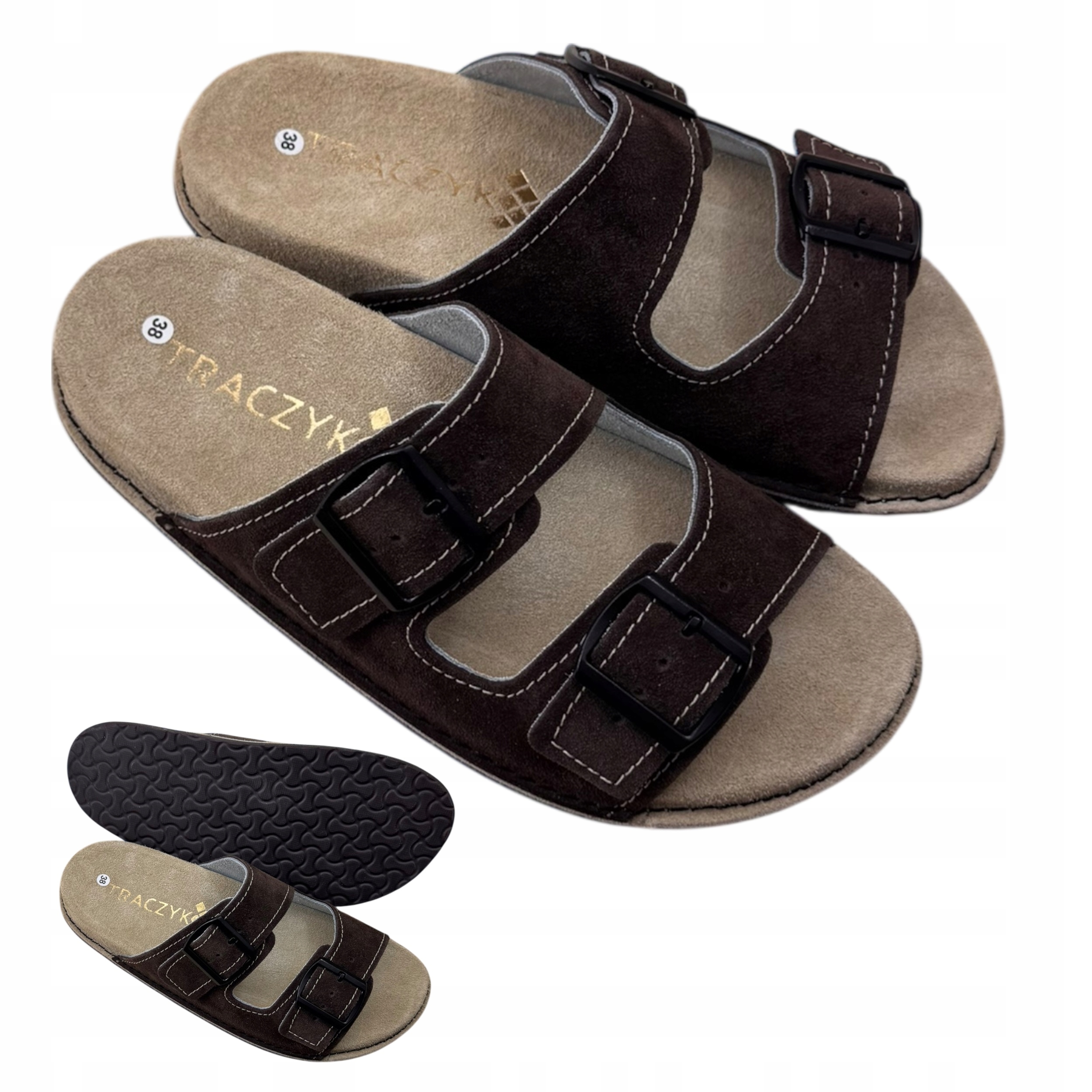 Nazouváky Ortopedické Klapky Traczyk Profilované Choco Přírodní Kůže vel. 35