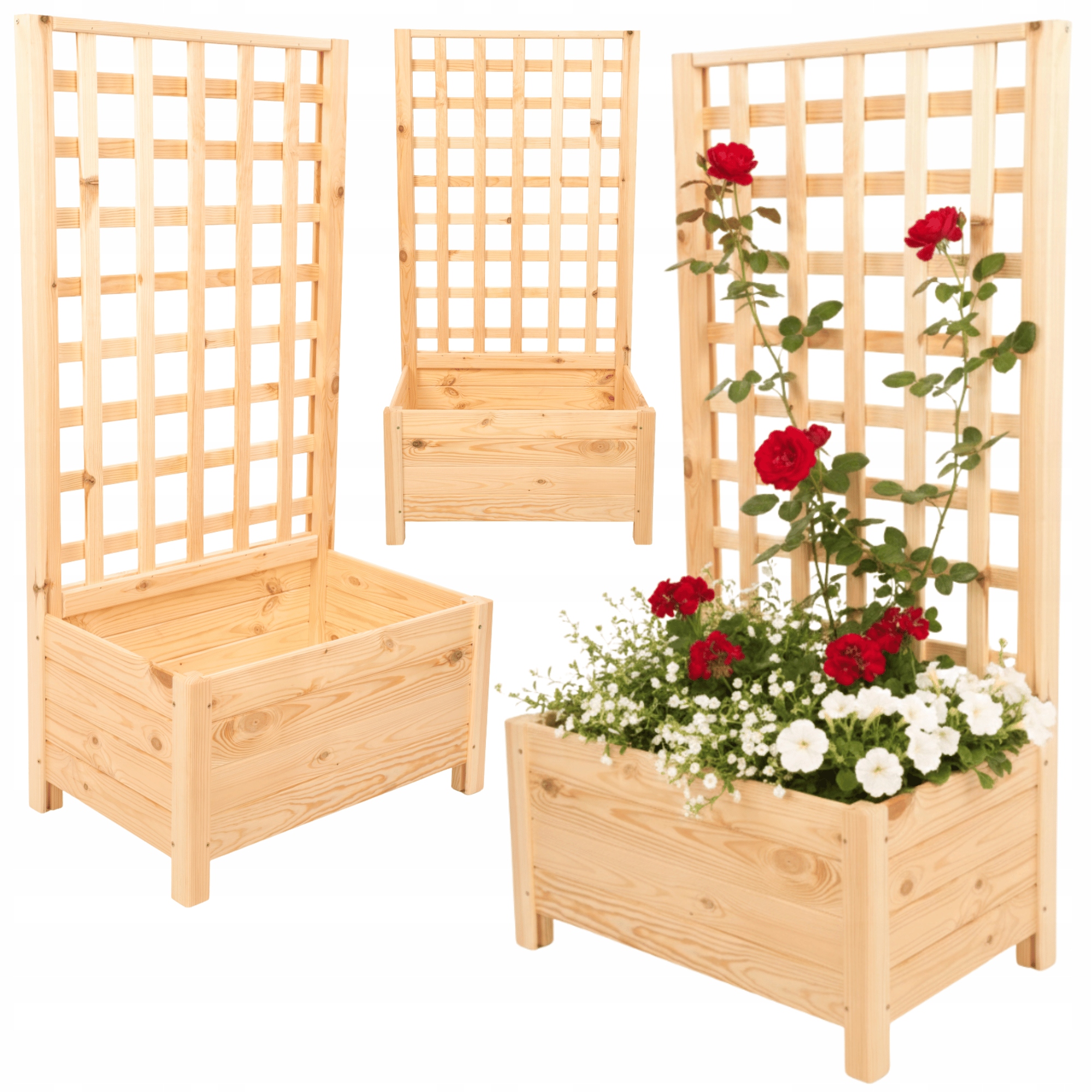 Drevená záhradná pergola, kvetináč, krabička na kvety 116x60x40 na nohách
