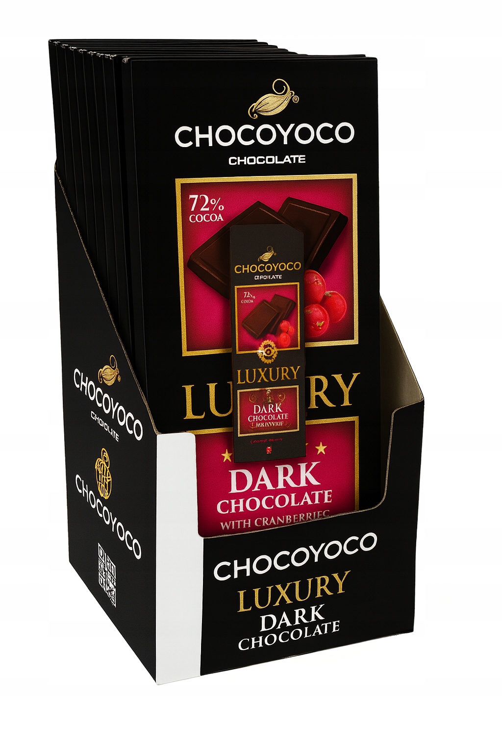 Levně Čokoláda Dark Brusinky Luxury 175 g x 14 ks Chocoyoco 175 g x 14 ks