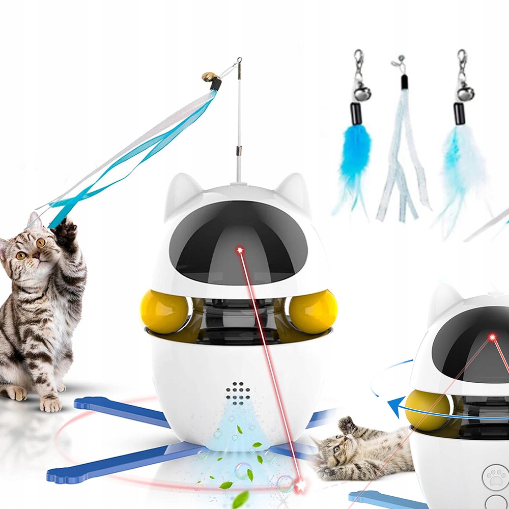 Interaktivní hračka Pro kočky pro kočky v 1 s laserem a peřím