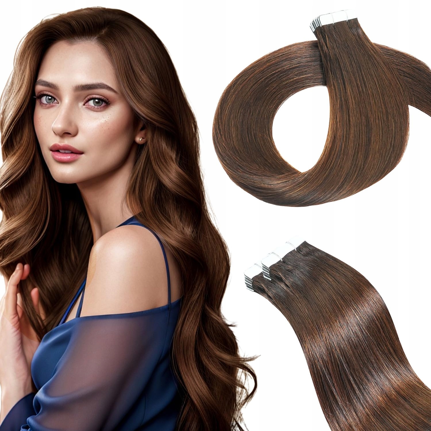 Qingliang Pasma tape in włosy naturalne Straight, #2 45cm, 50g