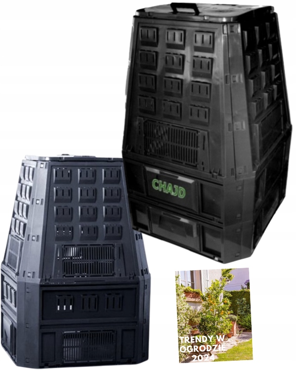 KOMPOSTOWNIK OGRODOWY 850 L POJEMNY ŁATWY DO ZŁOŻENIA Z OTWORAMI + PREZENT