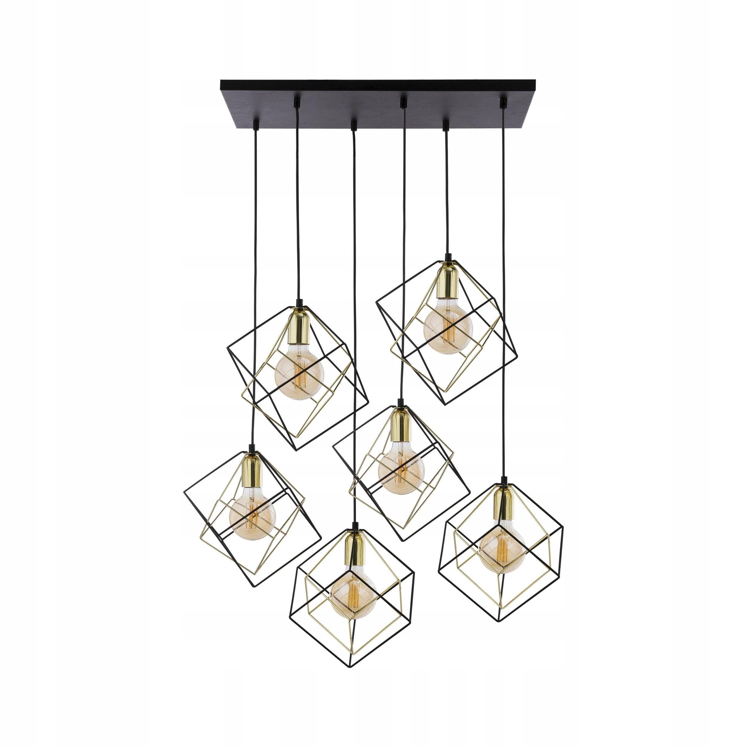 Závesná lampa Alambre Čierna Zlatá 6xE27 Dekoratívna Luxusná Štýlová