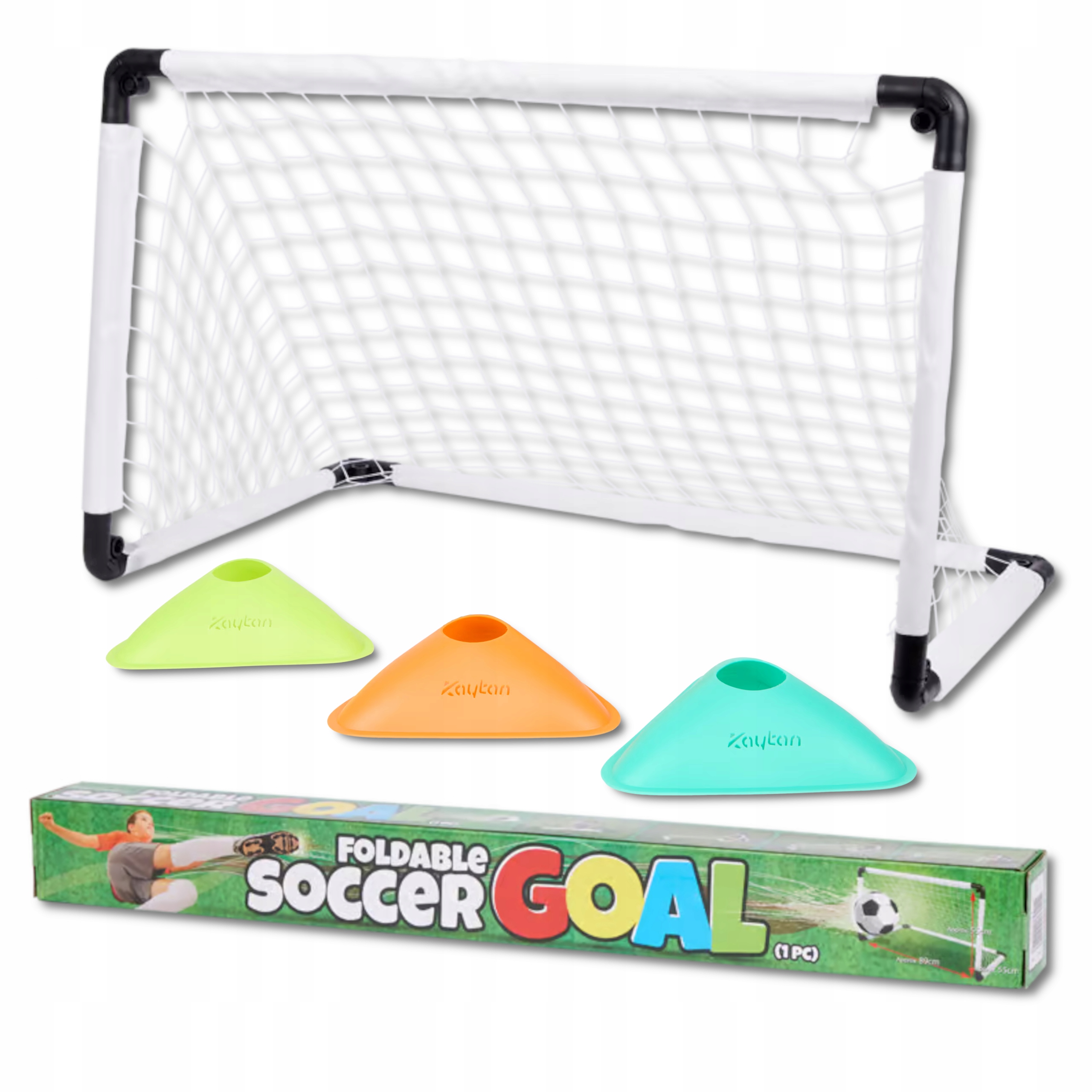 Bramka Piłkarska Składana Przenośna Dla Dzieci Do Ogrodu 89x55cm Pachołki