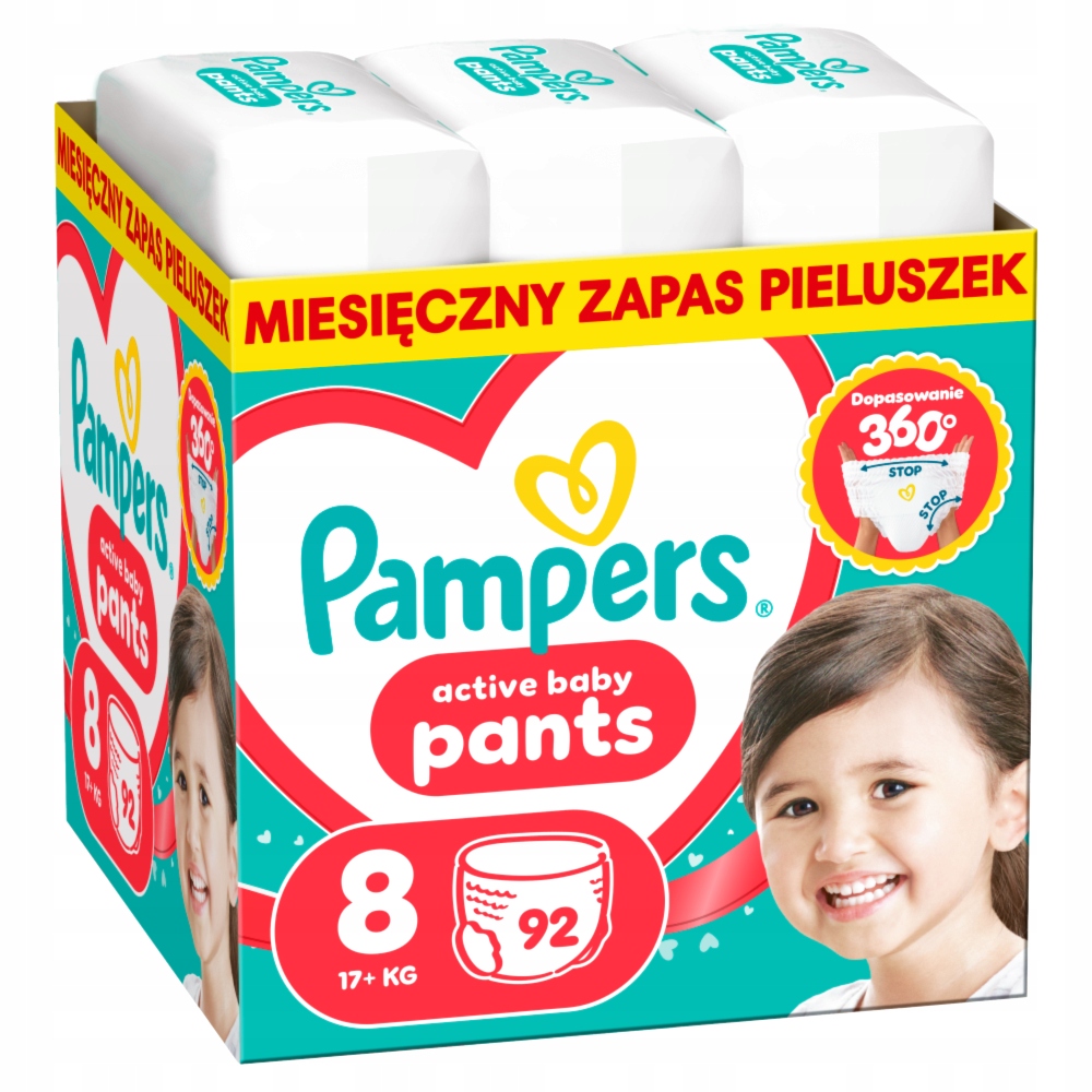 Pieluchomajtki Pampers Active Baby Monthly box Rozmiar 8, 92 szt.,17+ kg