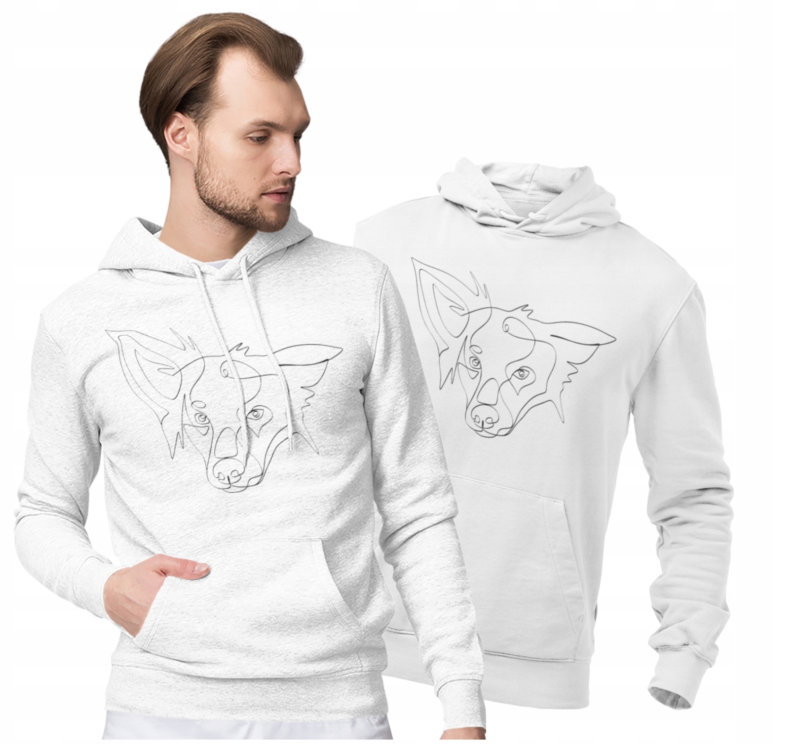 Pánská mikina s kapucí One Line Art Zvířátko Pes Kočka Dárek Narozeniny 3XL