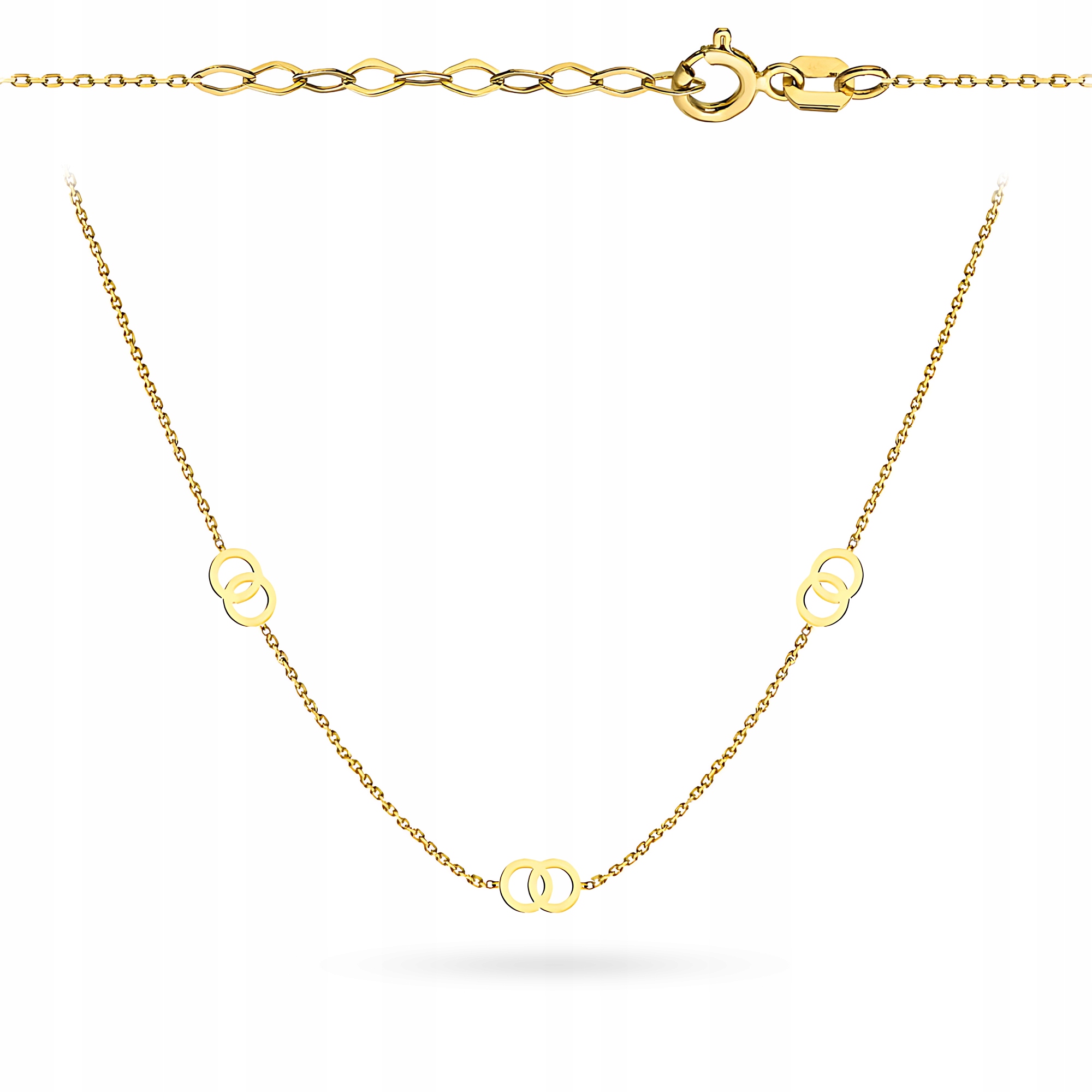 Zlatý Náhrdelník Řetízek Dámský Au 585 Propletená Kola Kruhy Ring 14k