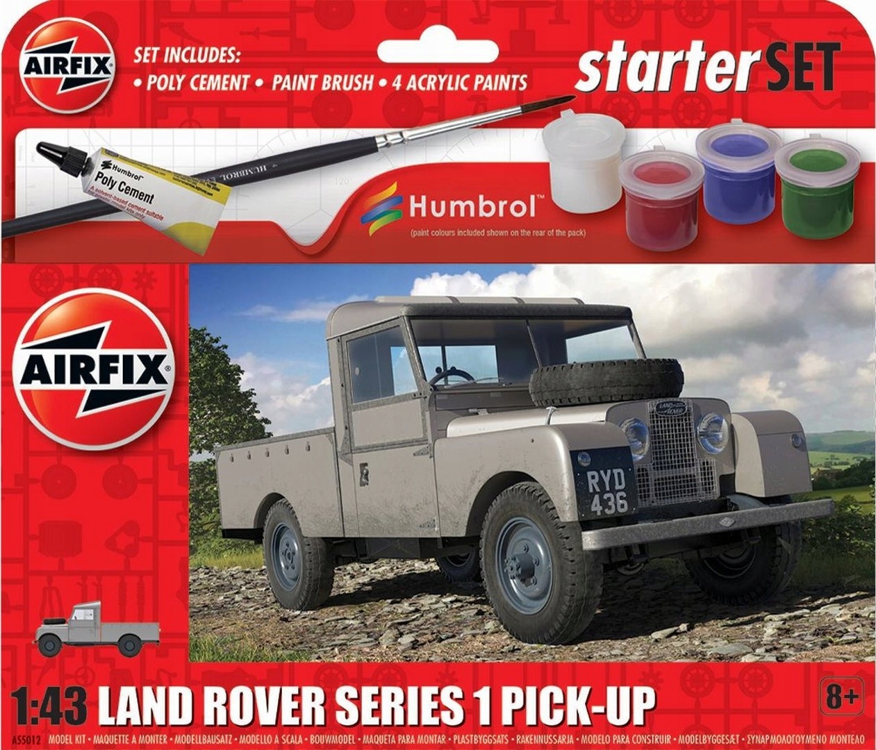 Airfix Starter Set Land Rover Series 1 Model ke slepení Měřítko: 1:72