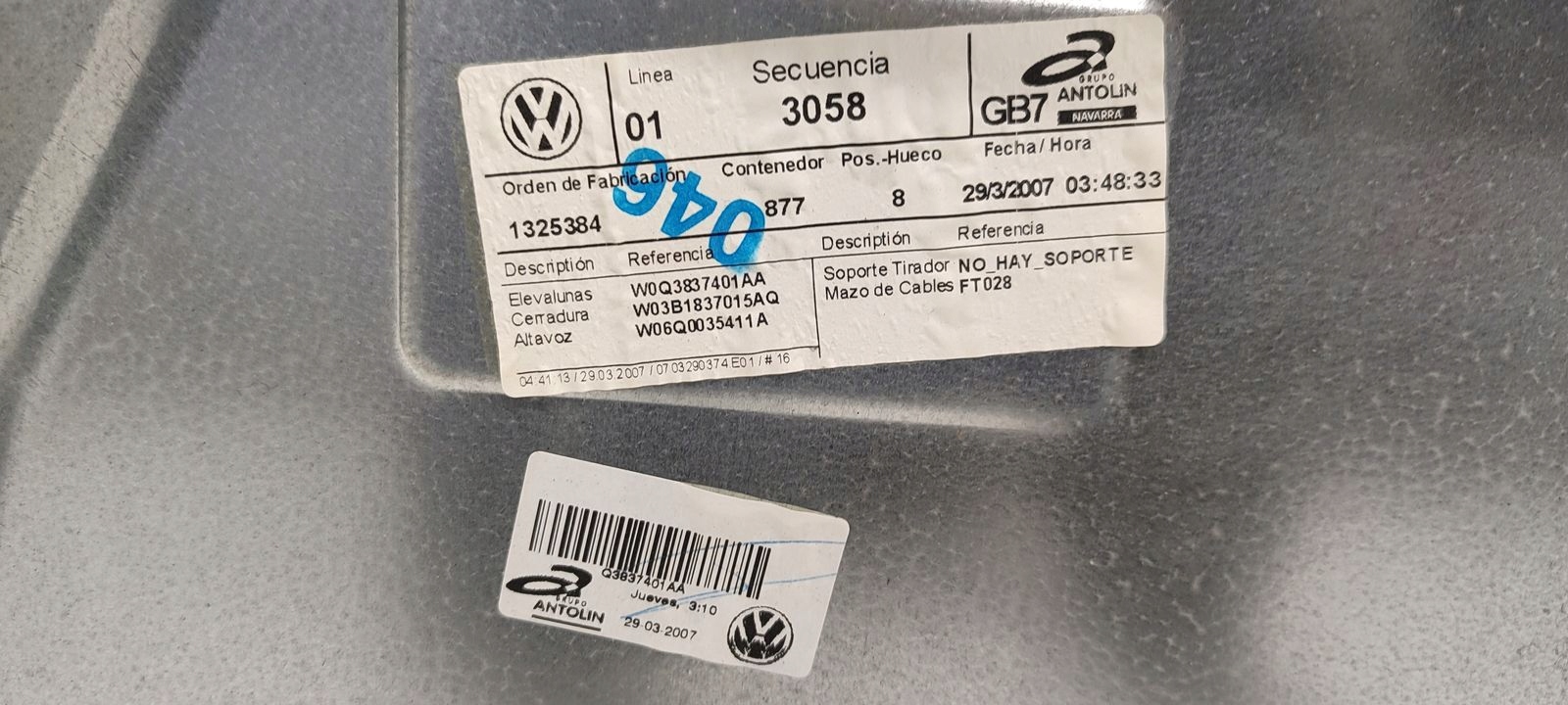 window regulator left front mechanism VW Polo 9N LIFT 3D