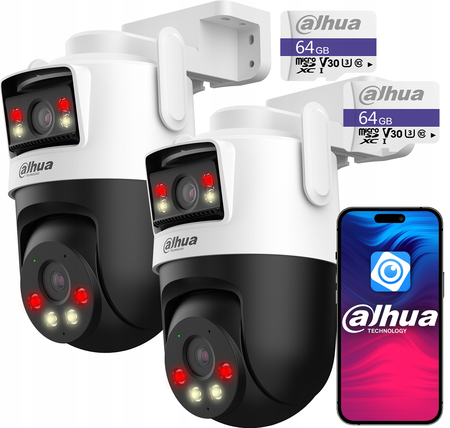 WiFi kamera Otočná 10MPx Dahua 2x P5D-5F-PV Audio 2x 64Gb karta