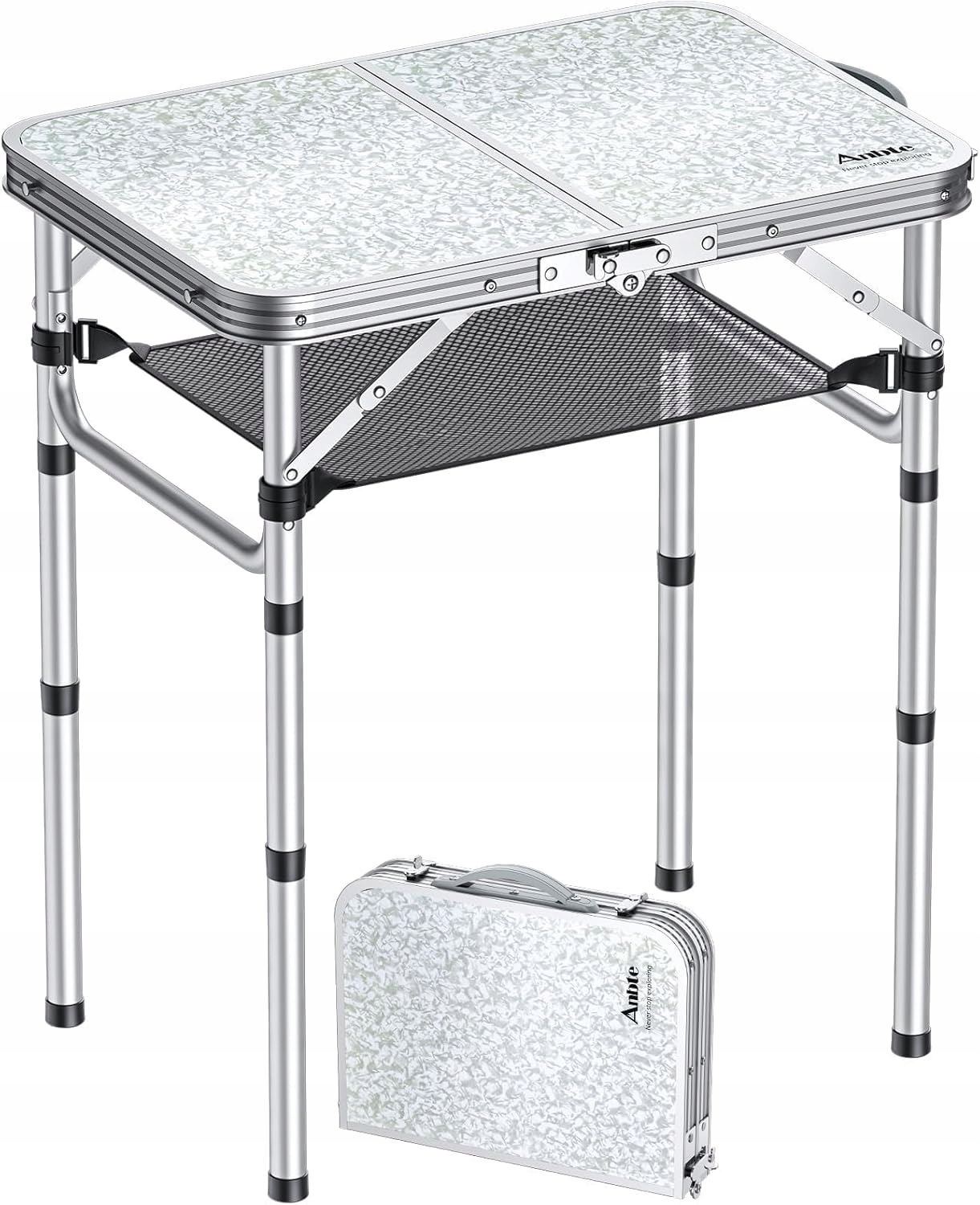 Turistický skládací kempingový stůl 59 cm x 40 cm x 67 cm, bílý
