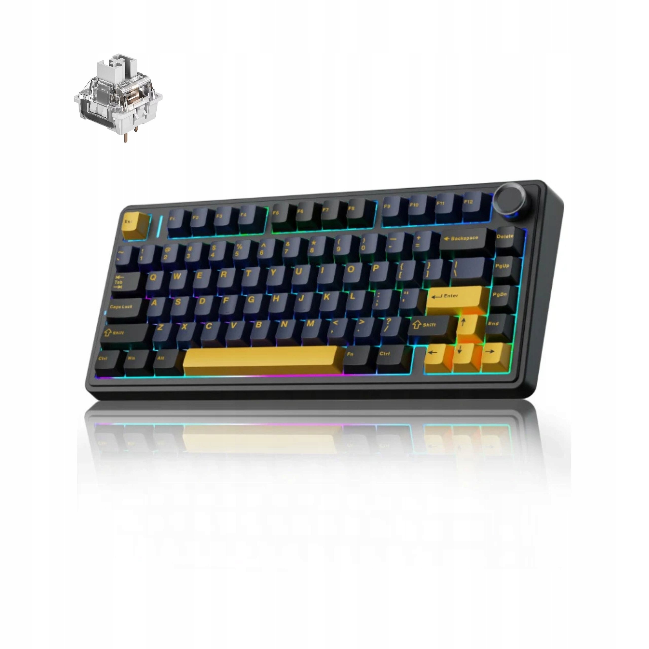 Aula F75 Bezdrátová mechanická herní klávesnice Thunder Gray Wood V3