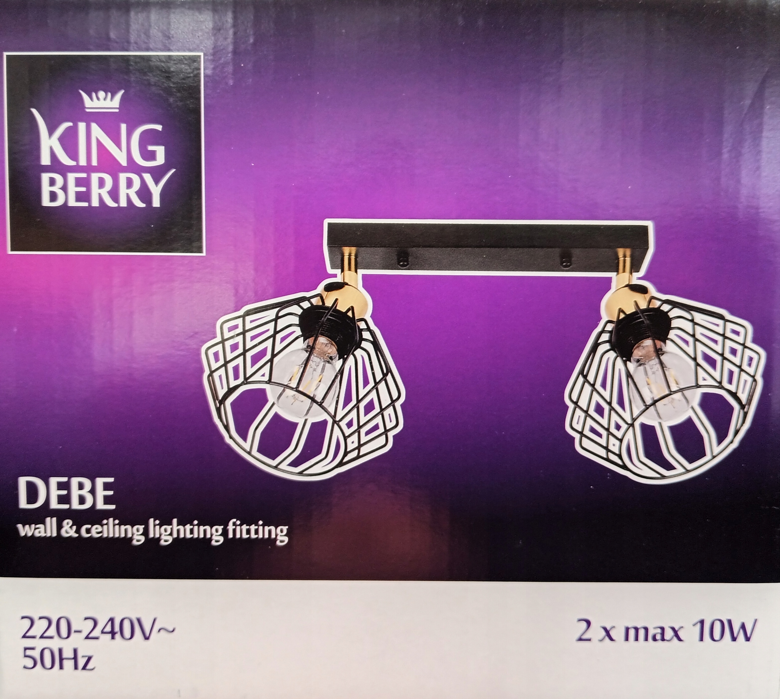 Oprawa Ścienno-sufitowa King Berry 2XE27 Czarna