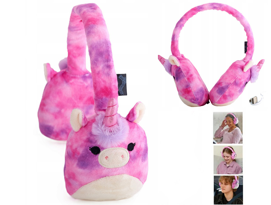 Squishmallows Bezdrátová sluchátka do uší pro děti Bluetooth Jednorožec