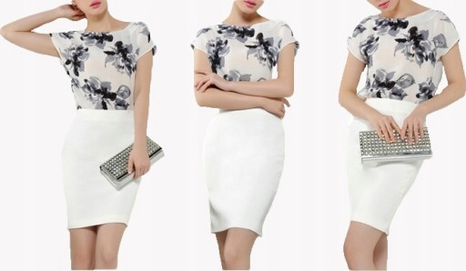 

Polska Spódnica Eko Skóra Biała Ołówkowa midi 48