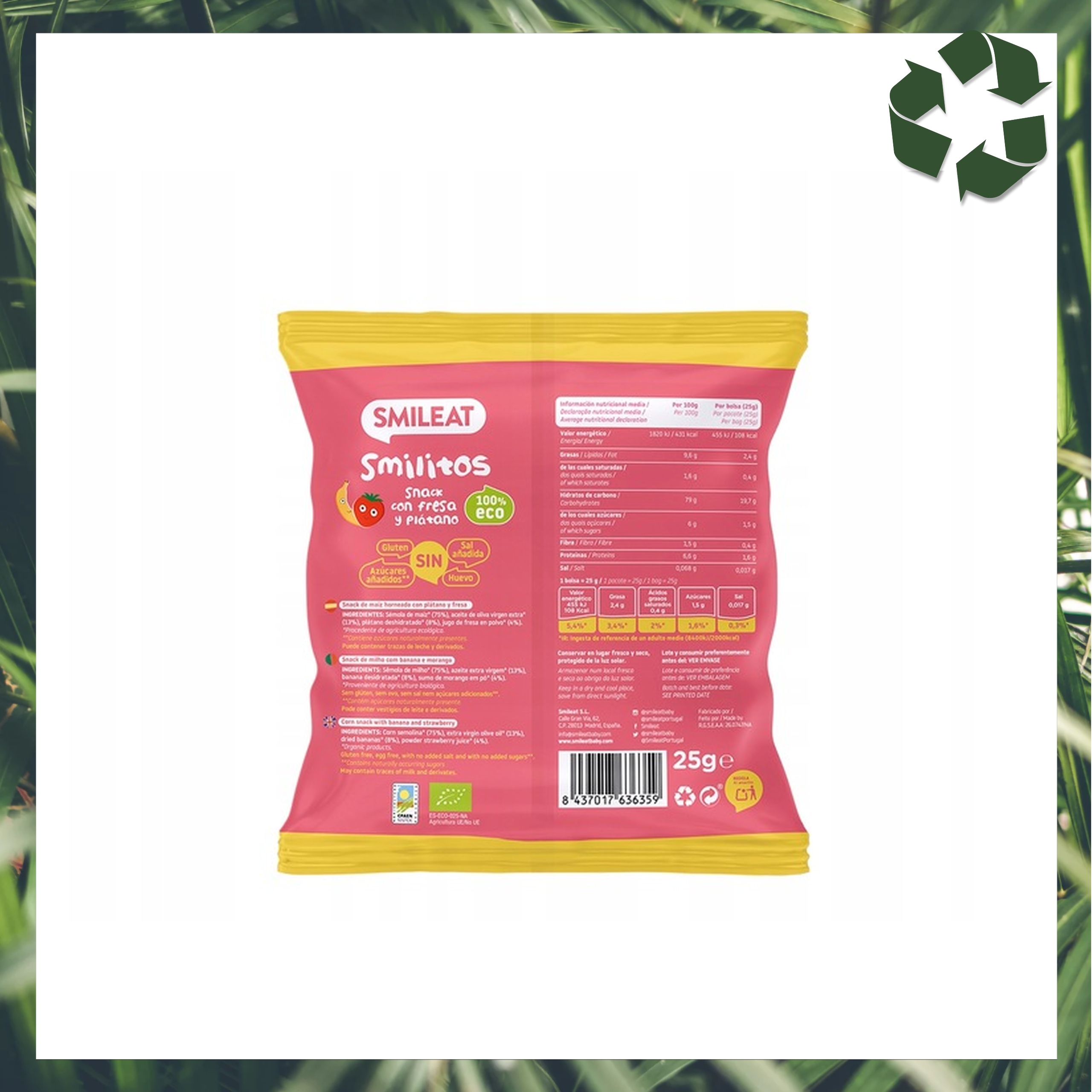 CHRUPKI KUKURYDZIANE dla Dzieci TRUSKAWKA I BANAN 25g x 12 sztuk KARTON Wiek podawania brak informacji