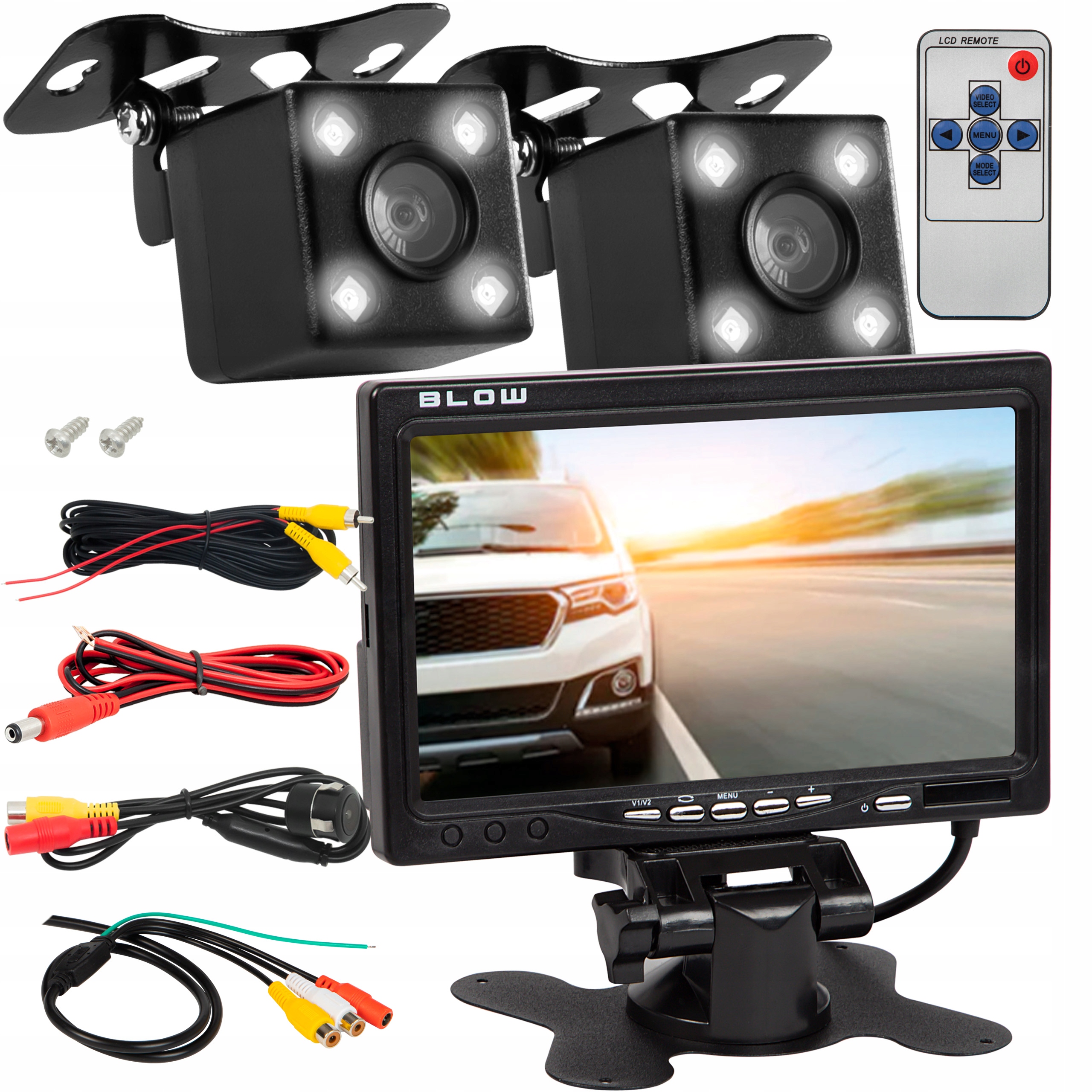 Led Monitor 7" 12V 24V 18IR Line 2x Cúvacia Kamera Led Tir Bus