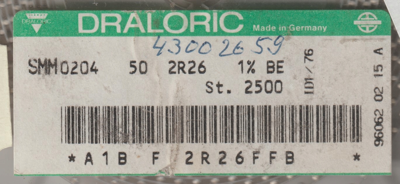 [100szt] 2R26 1% 50ppm rezystor Smd minimelf SMM0204 Draloric low noise